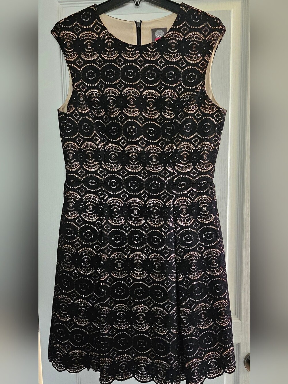 Vince Camuto Black Lace Dress with Nude Lining